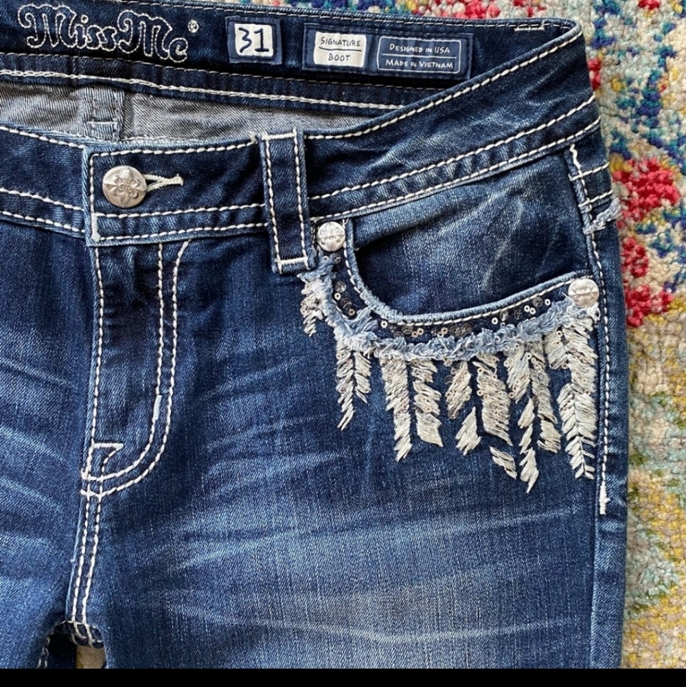 Miss Me Signature Rhinestone Bootcut Jeans